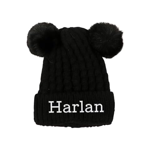 iNewbetter Custom Name Baby Hats for Boys Girls, Xmas Hat, Christmas Hat, Personalized Beanies for Infants Toddlers Adults, Newborn Winter Knitted Hat New Year Party MXM4-Black Cover