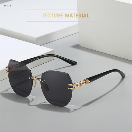 Women's Frameless Sunglasses Personalized Oval Large Frame Fashion Metal Glasses Trend Street Shoot Versatile3