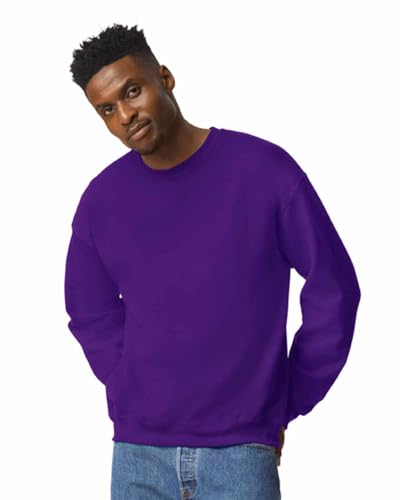 TICTEX Sweat Homme sans Capuche - Sweat-Shirt Col Rond en Coton Confortable - Idéal pour Le Quotidien et Le Travail - Violet, XL