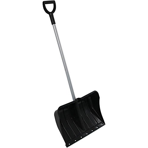 CASL Brands Aluminum Snow Shovel with D-Grip Handle and Heavy-Duty Metal Wear Strip - Adjustable Powder-Coated Steel Handle with Plastic Grip - 22-Inch Blade - Black
