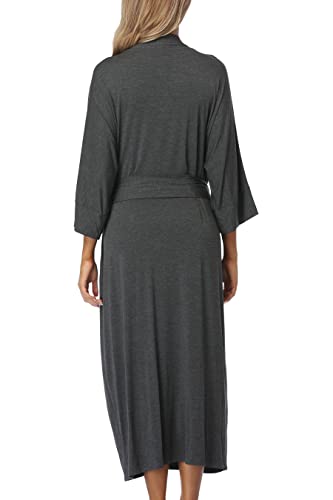 Women Soft Long Robes Modal Wrap Dressing Gown Lightweight Kimonos Robe Full Length Knit Bathrobe With Pockets