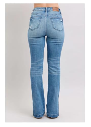 Judy Blue High Waist Tummy Control Vintage Wash Side Slit Slim Boot Jeans, 889303