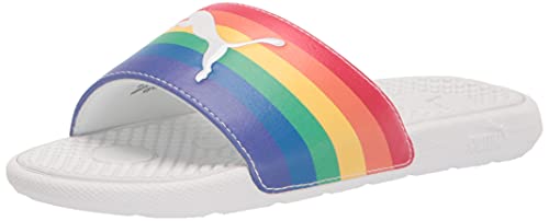 PUMA PUMA Cool Cat Slide Sandal, White-Dandelion-Vibrant Orange, 11 US Unisex Little Kid