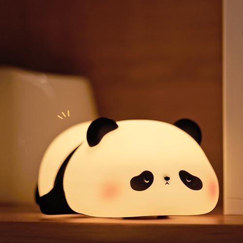 URAQT Luz de Presença Infantil, Luz de Presença Infantil de Silicone Panda, 3 Níveis de Brilho Ajustável e Temporizador de 30 Minutos, USB Recarrregável LED Luz de Presença Presente para Crianças e
