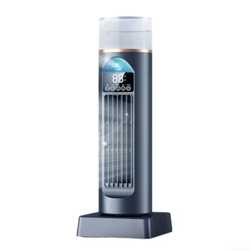 Ventilador de aire acondicionado móvil oscilante con 6 velocidades y luces coloridas para mayor comodidad y ambiente (negro)