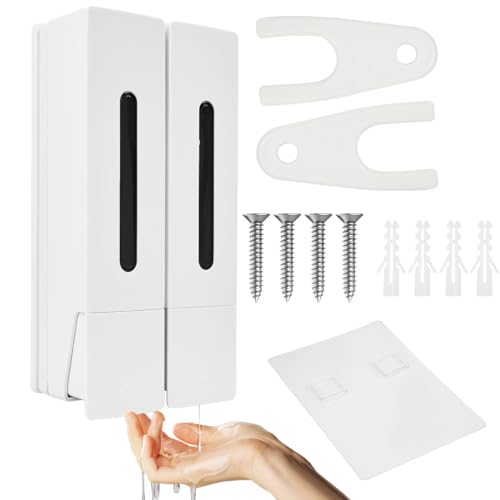 Zithgen Dispensador Jabon Ducha Pared, Dosificador Jabon Baño 400ML Dispensador Jabón Baño para Montaje en Pared Dispensador de Jabón Líquido Dispensador de Jabón Manual para Hotel Hogar (2 Tazas)