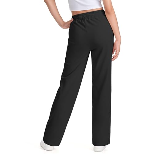 Kids Girls Straight Sweatpants Solid Color Elastic Waist Stretchy Athletic Pants Joggers Casual Loose Comfy Soft Trouser3