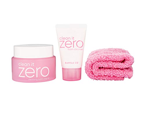 Banila Co Bathroom Bff Set, Clean It Zero 3 Piece Double Cleansing Set With Cleansing Balm, Makeup Remover Towel And Foam Cleanser, Gift Set Kit #TOP1