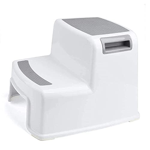 MOMENT 2 Step Stool for Kids Toddler Two Step Stools Squatty Potty Training Toilet Stool Plastic with Anti-Slip Surface and Bottom for Bathroom Sink 35(L) x32(W) x26(H) cm BPA Free White
