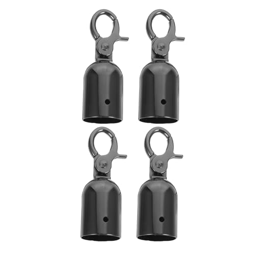 Healeved Lot de 4 Embouts de Corde en Alliage de Zinc 28 MM Crochet Robuste Noir Brillant pour Poteaux de Barrières Butée D’Extrémité de Corde pour Usage Intérieur et Extérieur
