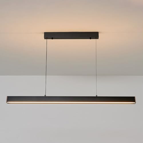 Lámpara de techo colgante de tira larga negra con luces LED regulables