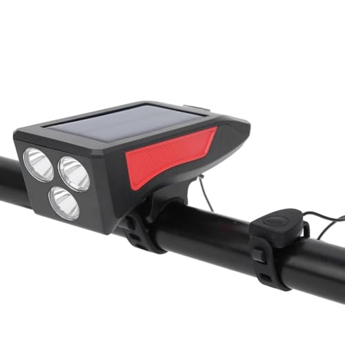 Image of Solar USB Charging Bike Light Bicycle Horn Lamp Bike Flashlight Bike Front Light Waterproof Cycling Headlight with 3 Lighting Modes 5 Sounds Fits Bicycle Light (Multicolor)