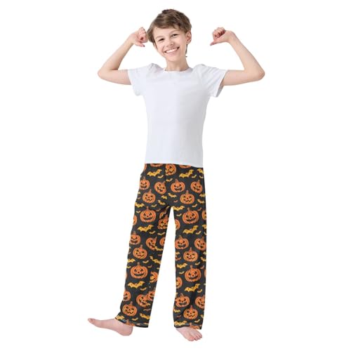Pajama Pants Halloween Bats and Pumpkins PJ Bottoms Sleepwear Lounge Sleep Pant with Pockets2