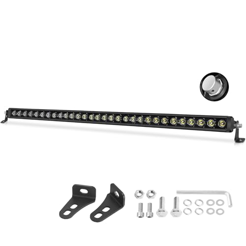 OFFROADTOWN 30 Inch Single Row LED Light Bar 300W Spot Off Road Driving Lights Ultra Slim Thin LED Light Bar Waterproof Bumper Grille Roof Lights for Trucks UTV ATV Pickup RZR