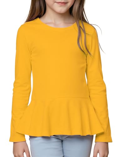 Noomelfish Girls Peplum Tunic Tops Cute Long Sleeve Shirts Blouses (5-12 Years)