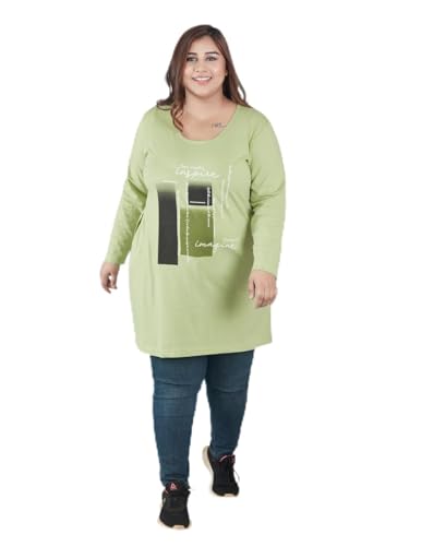 Image of CUPID Women Plus Size Cotton Round Neck Full Sleeves T-Shirt, Nightwear, Sleepwear, Daily Use Gym n Lounge Wear Long Tops for Ladies 3XL to 7XL