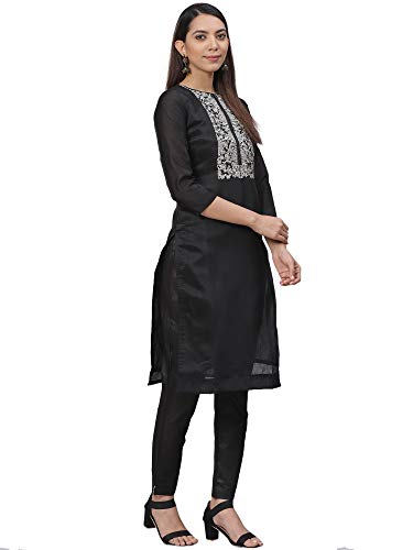 Image of AKHILAM Women's Chanderi Cotton Embroidered Unstitched Salwar Suit Material (Red 32DMK80 M Parent)