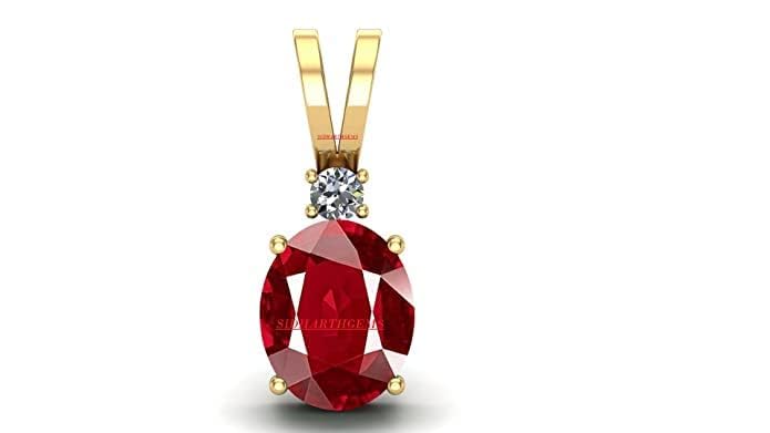 Médaillon rubis de Birmanie 13 carats en argent sterling et plaqué or de prestige