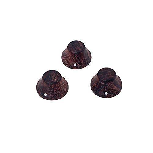 Alnicov 3PCS Guitar Wood Knobs?Guitar Bass Top Hat Wood Knobs? With Indicator Dot Rose Wood Lp/Strat Style Bell Knobs