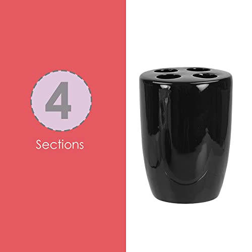 Home Basics BA41264 4-Piece Ceramic Bathroom Set (Black), By Home Basics | Contemporary Design Bathroom Accessory Sets | Accessories For Bathroom | Includes Soap Dish thumb #4