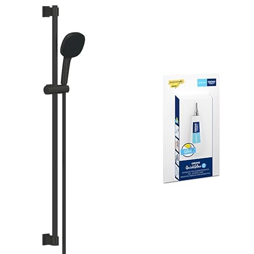 GROHE Vitalio Comfort 110 QuickFix + QuickGlue S - Set de ducha (Ducha de mano cuadrada 11cm, 2 rociadores, Manguera de ducha 1,75m, Barra 90cm, Water Saving, fácil de instalar),269302431