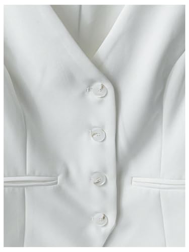 WDIRARA Women's Button Down Suit Vest V Neck Sleeveless Waistcoat Dressy Crop Top3