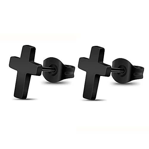 Unisex Simple Tiny Cross Stud Earrings Stainless Steel Body Piercing Jewelry Earrings