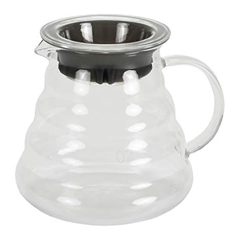 Jucoan V60 Coffee Server, 600ml(20oz) Glass Range Coffee Carafe, Heat Resistant Coffee Pot, Clear Cover