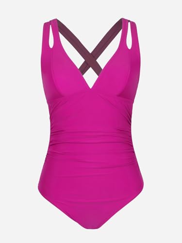 Image of CUPSHE Women's One Piece Swimsuit Tummy Control Deep V Neck Double Straps Crisscross Back Tie Bathing Suit