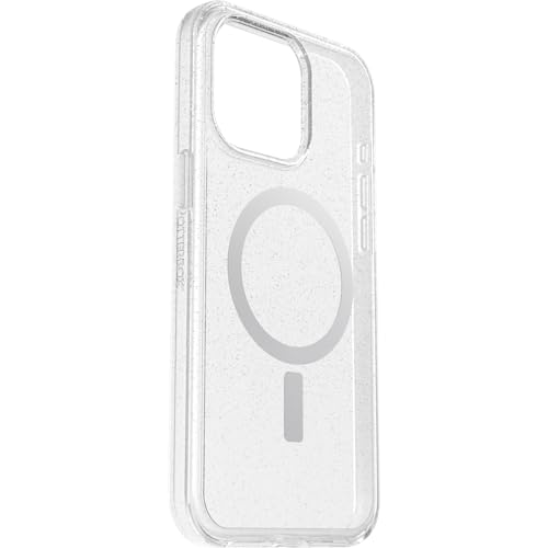 Image of OtterBox iPhone 15 Pro Max Symmetry Series Clear Case - Stardust (Clear /Silver), Snaps to MagSafe, Ultra-Sleek, Raised Edges Protect Camera & Screen, Ultra-Thin, Sleek iPhone Case