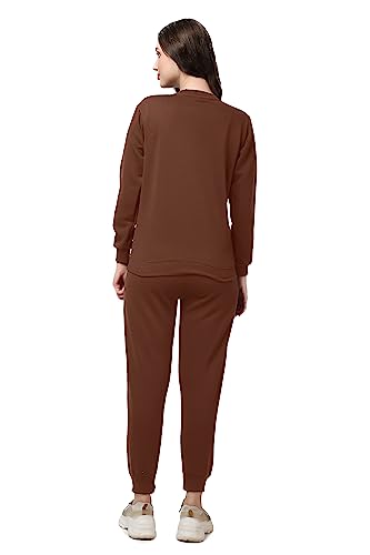 Image of Women's Full Sleeves Round Neck Winter wear Casual Fit Sweatshirt and Jogger Set Cotton Stretchable Comfort Fit and Warm for Cold Season for Everyday Winter Season Wear