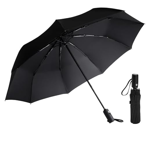 AMVUZ Paraguas Plegable de Viaje Compacto Automático a Prueba de Viento (Negro)