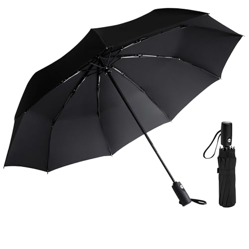 AMVUZ Paraguas Plegable de Viaje Compacto Automático a Prueba de Viento (Negro)