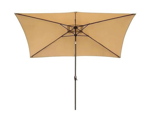 Parasol de jardin rectangulaire robuste avec mât central pour table de marché
