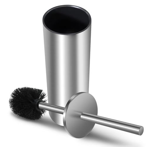Image of Stainless Steel Toilet Brush with Holder Set for Bathroom Storage and Organization Toilet Bowl Cleaner Brush and Holder (1, Silver)