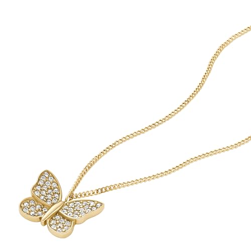 Image of Fossil Women's Gold-Tone Stainless Steel Pendant Chain Necklace for Women
