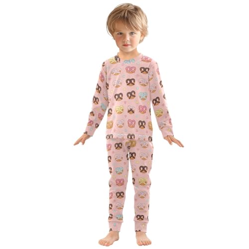 Pajama Sets Long Sleeve Pretzels with Sprinkles on Pink Soft Comfy Sleepwear 2 Piece PJS 3-8T2