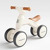 Maydolly Bicicleta infantil a partir de 1 año, juguete para niños de 10 a 36 meses, primera bicicleta sin pedal con 4 ruedas, regalo de primer cumpleaños, juguete para bebés de 1 año, color beige