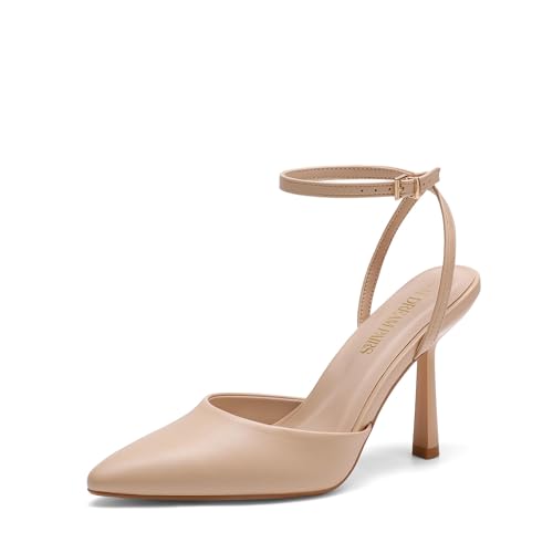 Image of DREAM PAIRS Pointed Toe Heels Ankle Strap Pumps | Closed Toe,3.94-Inch High Heels,Party Wedding Sexy Dress Shoes for Women