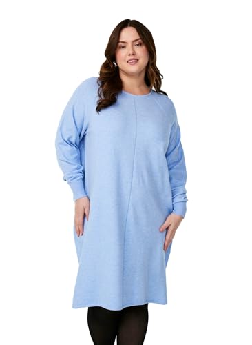 Robe en tricot grande taille confortable col rond avec fente pour silhouette épanouie 42-60