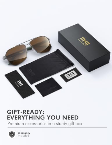 Image of Luenx Aviator Polarized Sunglasses for Men: Square UV400 Driving