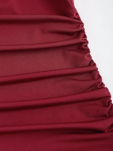 Image of SKAYS Women's Cocktail Dress Maxi Lace Trim Bodycon Long Slip V Neck Ruched Spaghetti Strap Party Dress Backless Gown