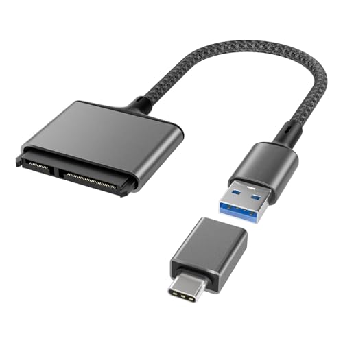 Basesailor USB Adapter for SATA Cable with USB C to USB Adapter,USB A 3.0 to 2.5'' SATA-III Hard Drive Reader for HDD/SSD External Converter,Data Transfer for MacBook Pro Air 2022,Surface Go,Laptop,PC