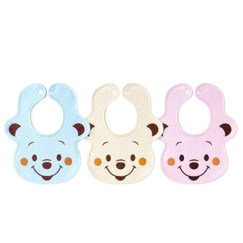Children Feeding Bibs Pack of 3 | Soft Cotton Absorbent Bib Set | Teddy Bear Cartoon Print | Comfortable, Washable & Reusable Feeding Bibs for Newborns, Infants, Toddlers, Boys & Girls-picture-10
