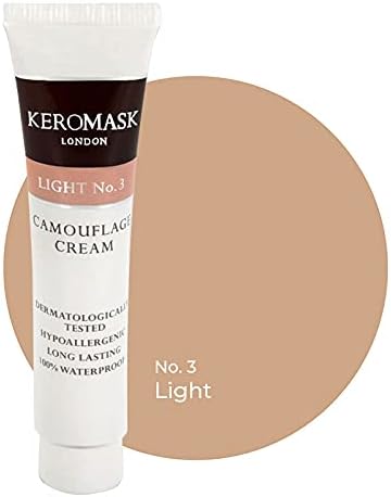 Full Coverage Hypoallergenic Concealer Shade LIGHT No 3 to Camouflage Vitiligo, Tattoos, Redness and Rosacea, Waterproof and Suitable for All Skin Types 1 x 15ml