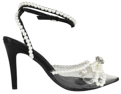 TOP Moda Shoes Women Stiletto High Heels Pointed-Toe Ankle Strap Bling Rhinestone Parson3