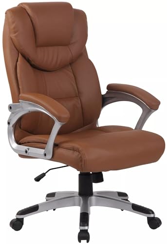 In And OutdoorMatch Silla de oficina Cory - marrón - piel sintética - altura ajustable - ergonómica - lujo - 53x56x119cm