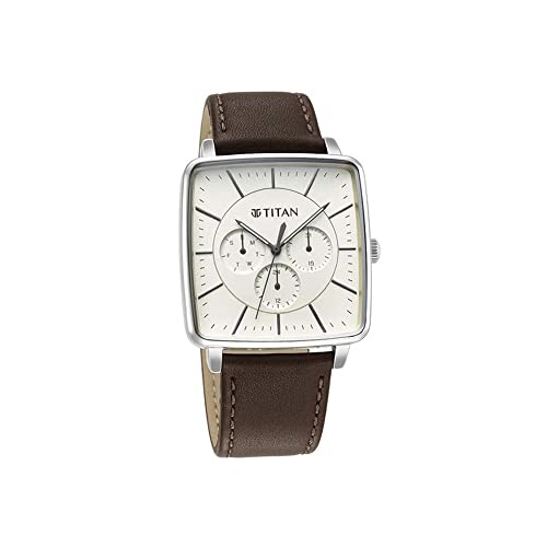 Titan Avant Garde Quartz Multifunction Silver Dial Leather Strap Watch for Men-NS90147SL01 - Image 3