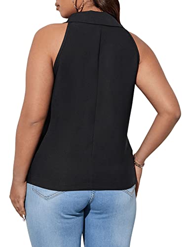 Floerns Women's Plus Size Button Down Lapel Neck Vest Sleeveless Blazer Suit Jackets2
