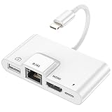 【Plug & Play】 Der 4 in 1 USB HDMI RJ45 ist einfach zu installieren, keine APP erforderlich, einfach einstecken, dann können Sie Ihr Leben genießen. Hinweis: Wenn USB-Port und HDMI-Port gleichzeitig verwendet werden, muss Strom angeschlossen werden. Wenn nur USB-Port-Gerät oder HDMI-Port verwendet werden, die nicht stabil funktionieren, schließen Sie bitte auch Strom an.